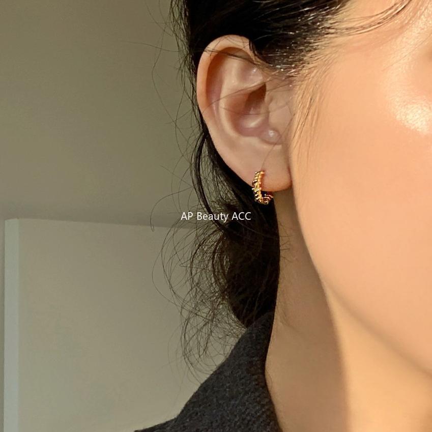 F관 - 925 실버 나선 꼬임 패턴 링 귀걸이 [C1026] 25.11-2