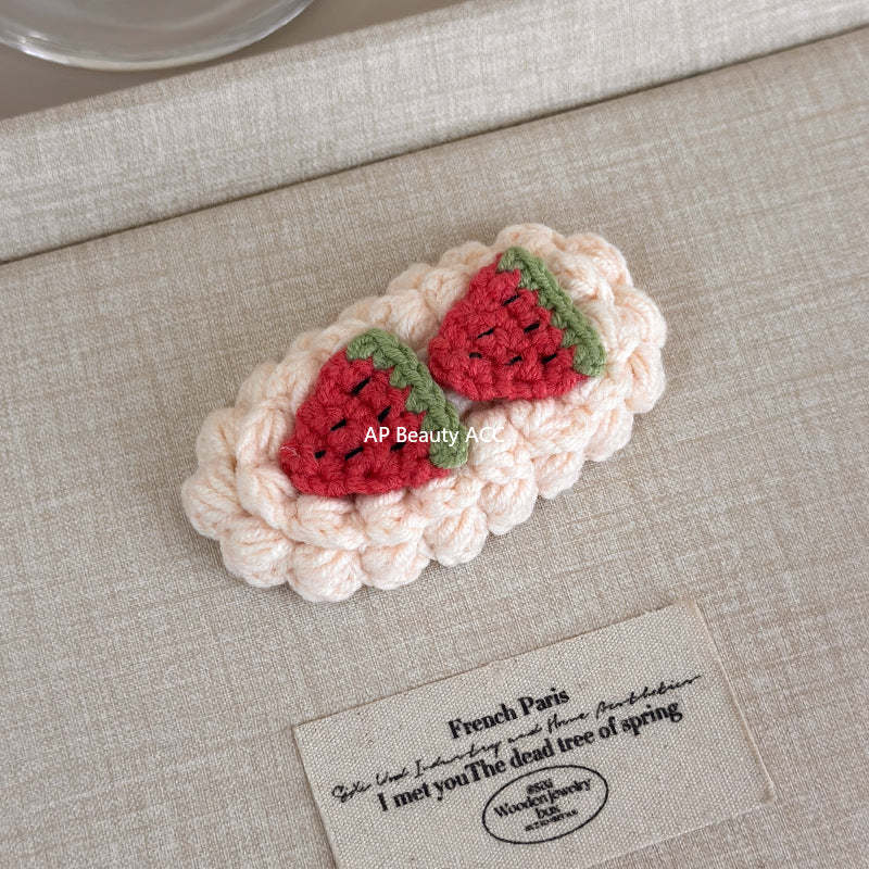 E관 - 핸드메이드 코바늘 니트 과일 디자인 헤어핀 [27629] 25.11-1