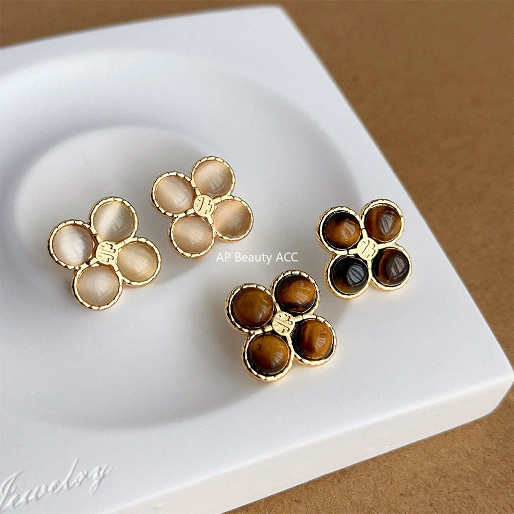 C관 - 고급스러운 14K 도금 호안석 묘안석 기하학 귀걸이 [3994-3995] 24.05-1