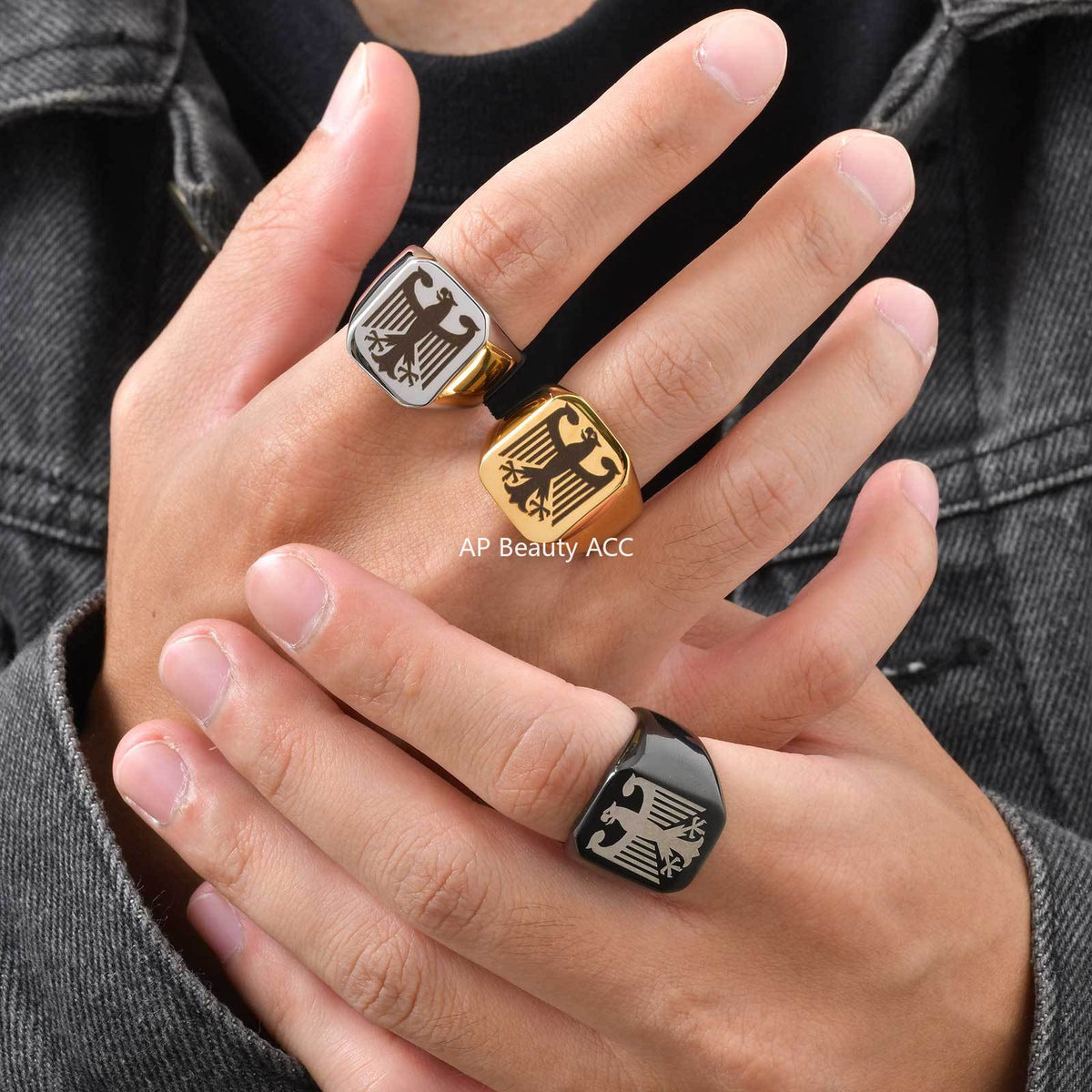 G관 - 레이저 독수리 디자인 스테인리스 스틸 반지 [RC-294] 25.12-2