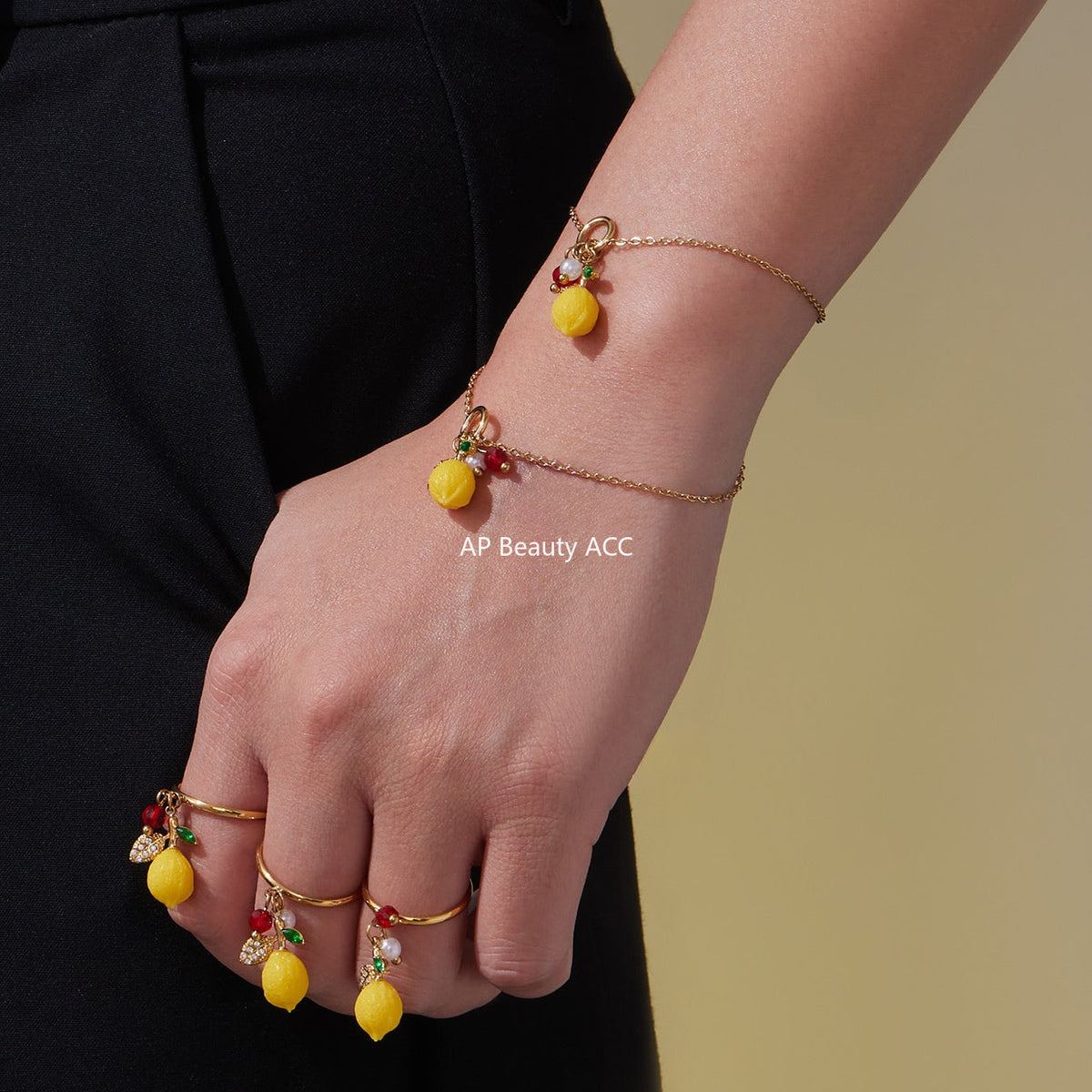 D관 - 스테인리스 스틸 큐빅 레몬 과일 디자인 목걸이 귀걸이 팔찌 반지 [TXP429] 25.10-3