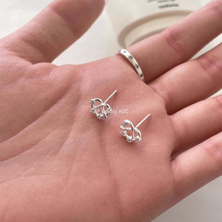 A관 - 999 실버 프레즐 모양 큐빅 귀걸이 [EH-3307.sj] 25.12-1