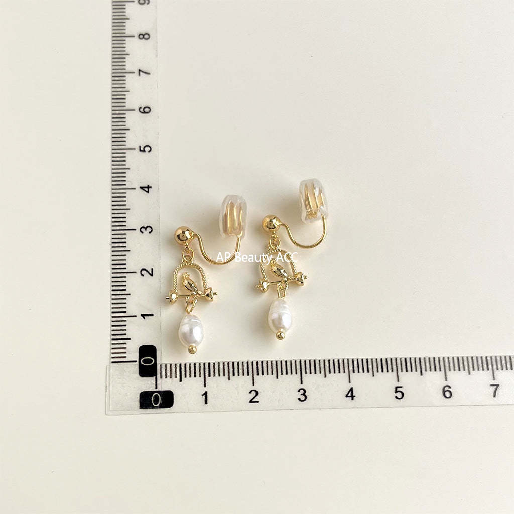 C관 - 담수 진주 골드 도금 나선형 이어커프 귀걸이 [EJ0203P] 25.02-3