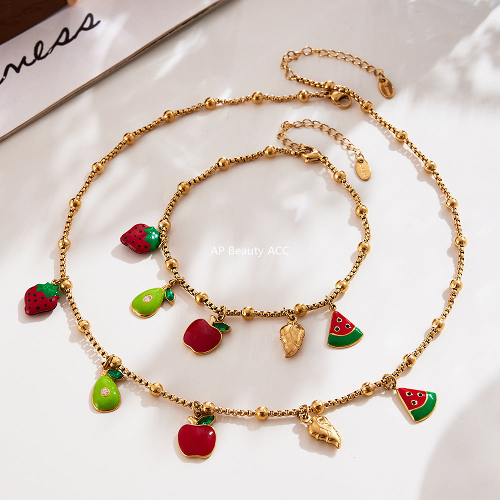 D관 - 스테인리스 스틸 과일 큐빅 펜던트 목걸이 팔찌 발찌 [TXP416] 25.10-1