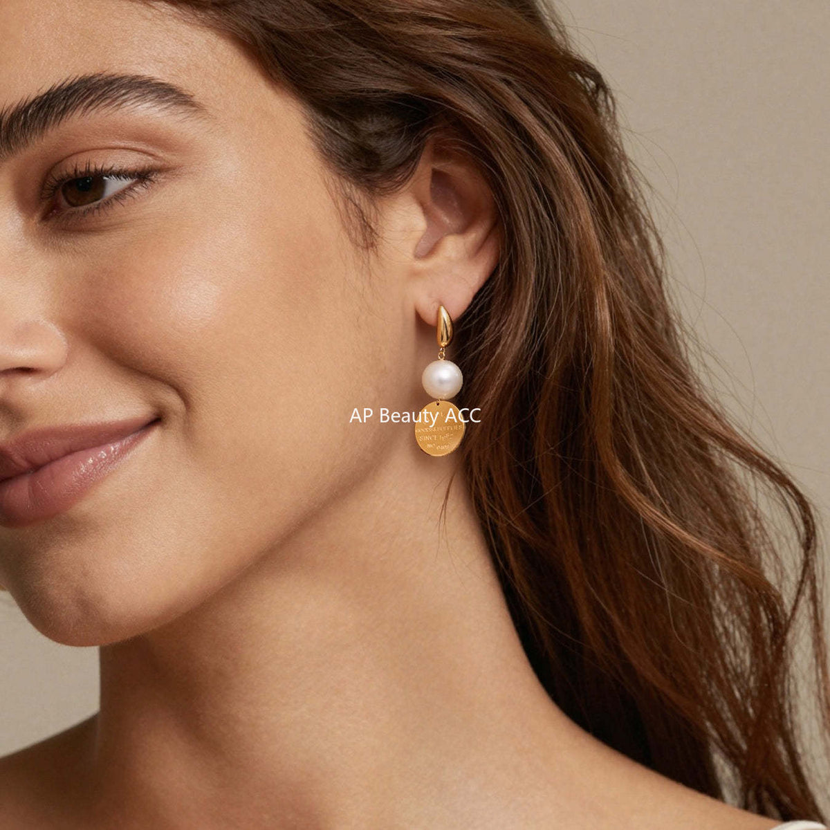 D관 - 플레이트 알파벳 D 비즈 18K 도금 스테인리스 스틸 귀걸이 [F860-F861] 25.12-2