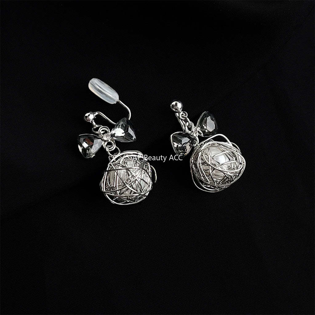 C관 - 큐빅 레진 진주 무피어싱 나선형 이어커프 귀걸이 [EJ0203F] 25.02-3