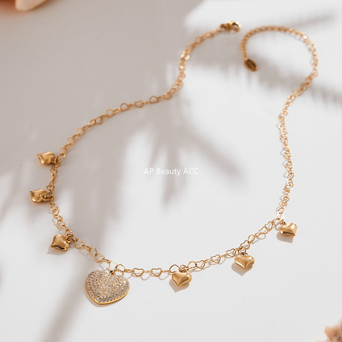 D관 - 스테인리스 스틸 하트 큐빅 펜던트 체인 목걸이 [P074] 25.10-1