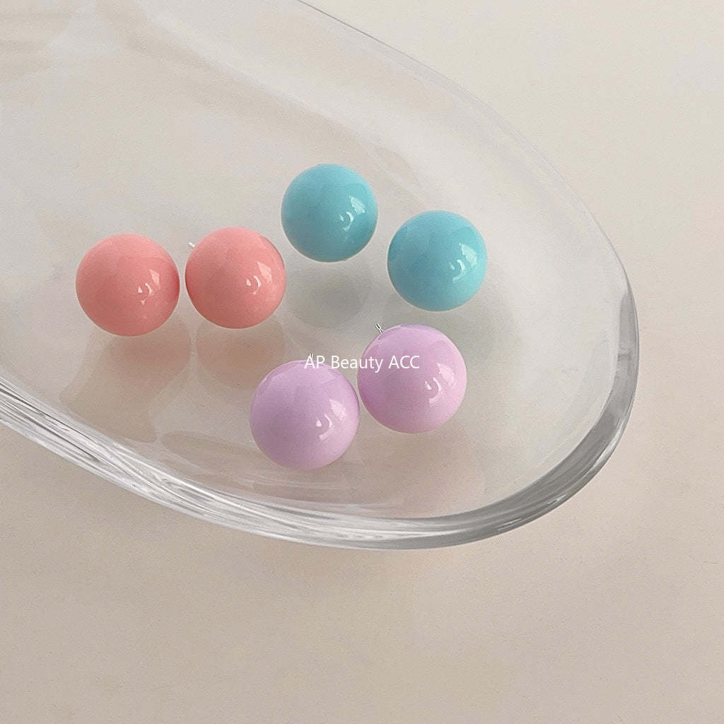 C관 - 도파민 컬러 수지 사탕 공 간결하고 스윗한 귀여운 은침 귀걸이 [3842-3844] 24.04-2