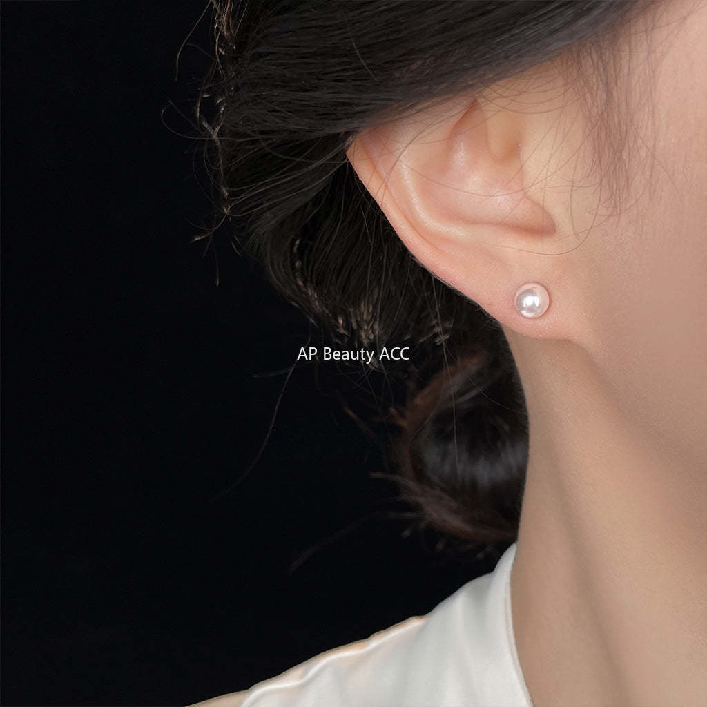C관 - 로즈컬러 글라스 진주 925 은침 귀걸이 [6714-6718] 25.09-1