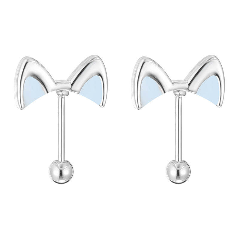 A관 - 고양이 귀 큐빅 티타늄 스틸 피어싱 귀걸이 [EH-4297] 25.12-1