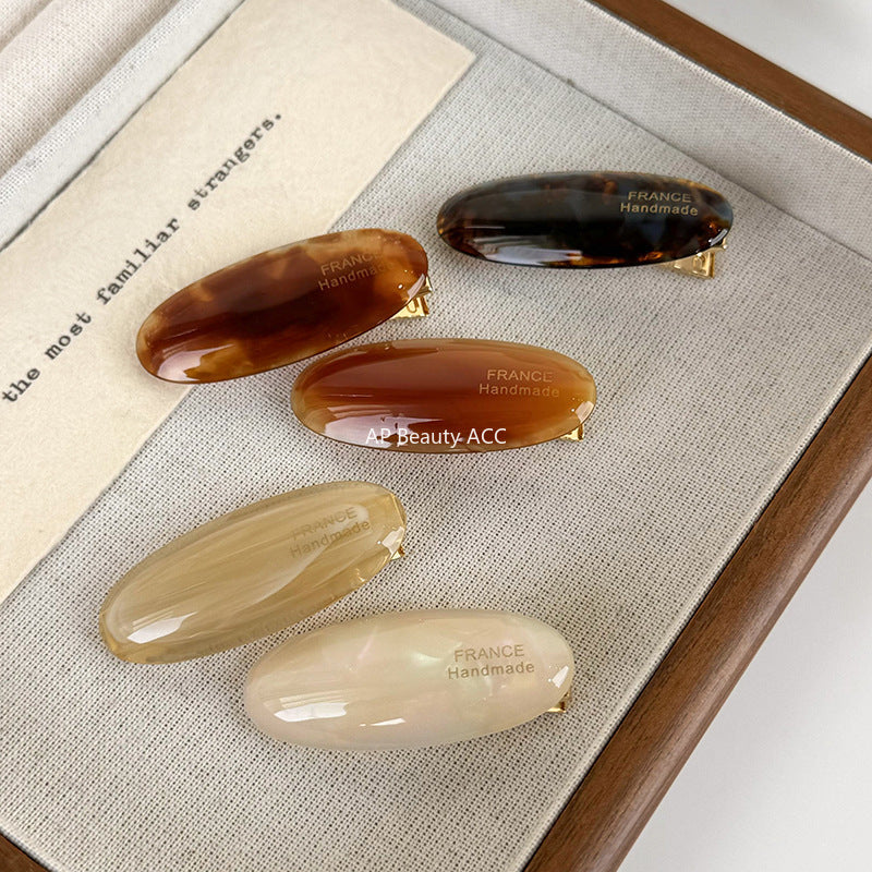 E관 - 프렌치 타원형 셀룰로이드 소형 헤어핀 [24383] 25.10-2