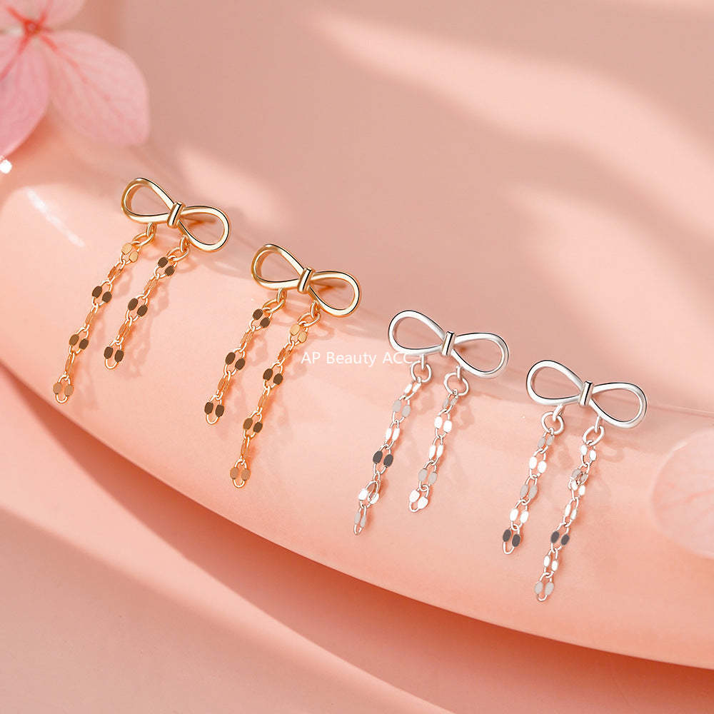 B관 - 925 실버 리본 체인 디자인 귀걸이 [YC4061E_1] 25.12-3