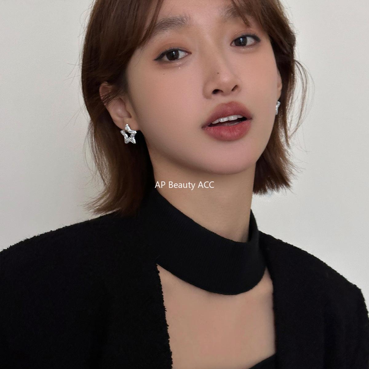 A관 - 925 은침 오각별 풀 큐빅 귀걸이 [EH-2750] 24.03-5