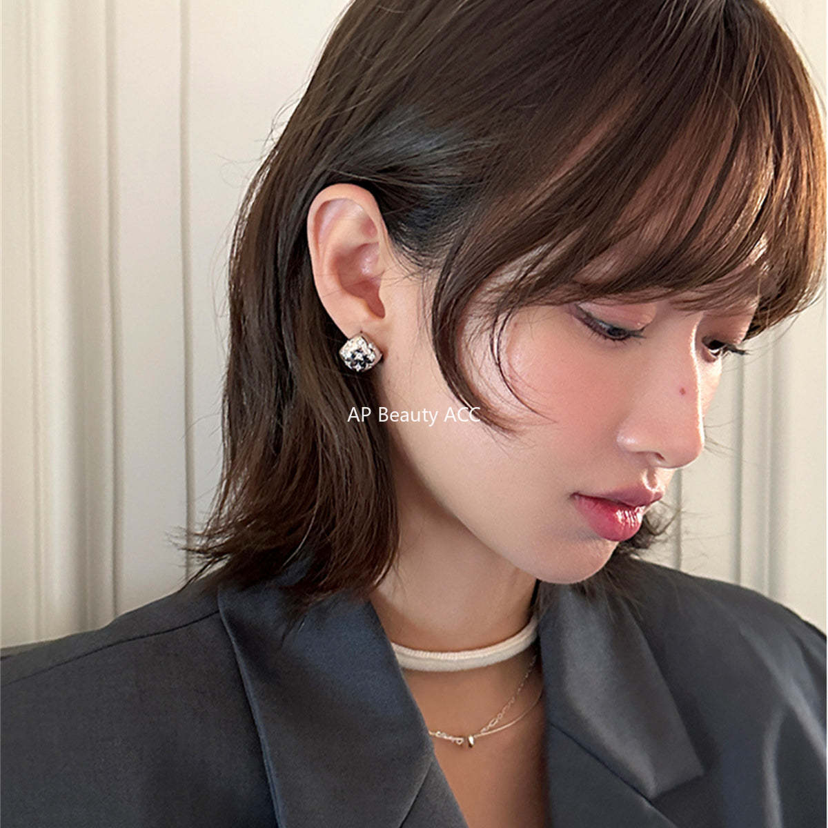 A관 - 925 은침 사각 별 큐빅 스퀘어 귀걸이 [EH-2064] 25.01-2