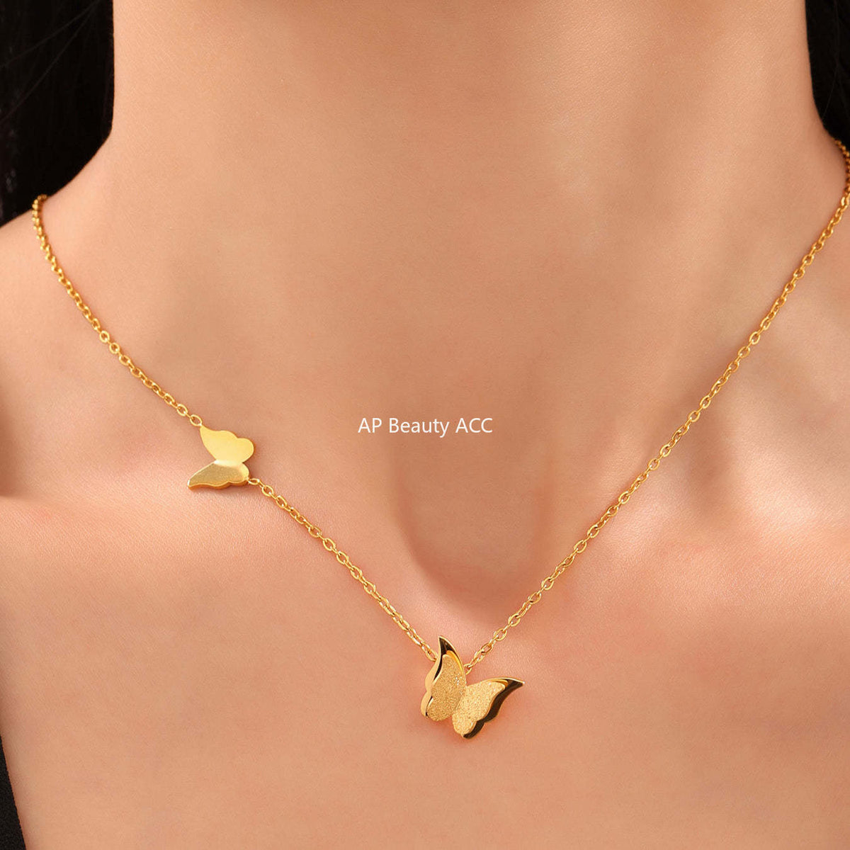 D관 - 18K 도금 스테인리스 스틸 나비 목걸이 반지 귀걸이 [P045-F033-A767] 25.06-4