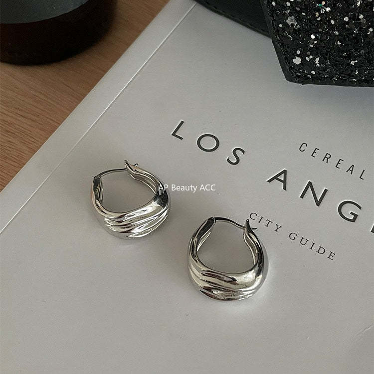 A관 - 주름 모양 925 은침 후프 귀걸이 [EH-2071.EBSJ] 25.12-3