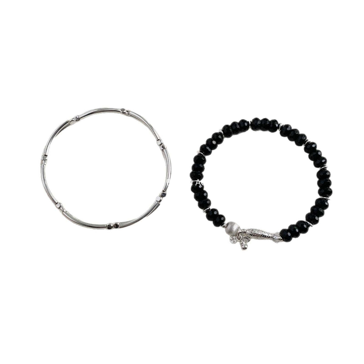 A관 - 물고기 호리병 동전 흑마노 925 실버 비즈 팔찌 [1515] 25.11-3