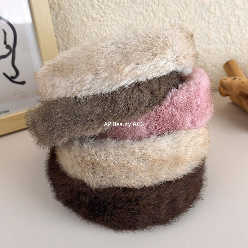 E관 - 인조 밍크 퍼 소재 볼륨 머리띠 [24297] 25.11-1