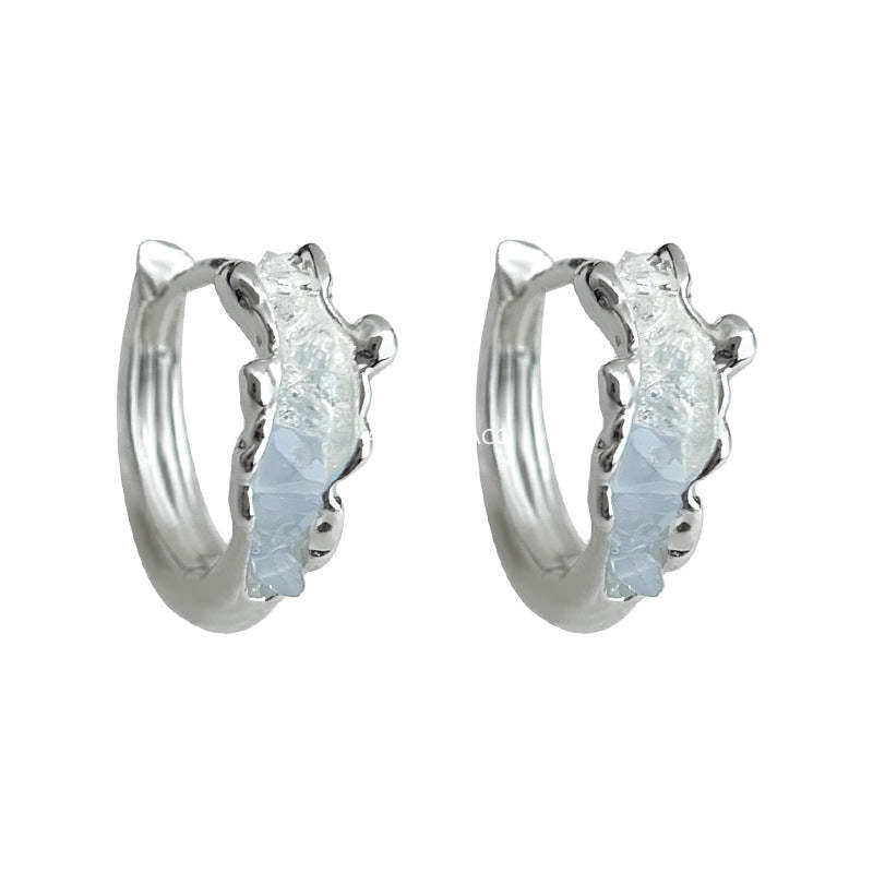 C관 - 글라스 크리스탈 원형 불규칙 디자인 후프 귀걸이 [7085] 25.11-3