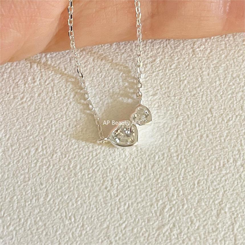 F관 - 925 실버 하트 큐빅 펜던트 목걸이 [B1225] 25.10-3