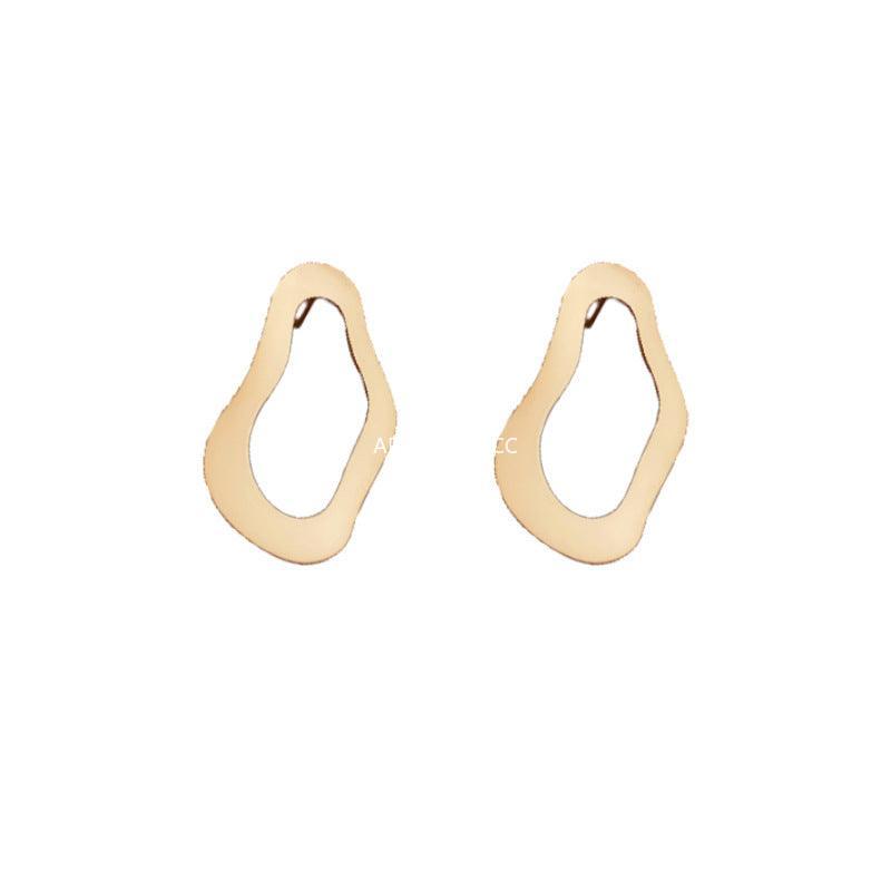 C관 - 18K 도금 실버 비정형 디자인 심플 엘레강스 귀걸이 [E1786] 24.03-3