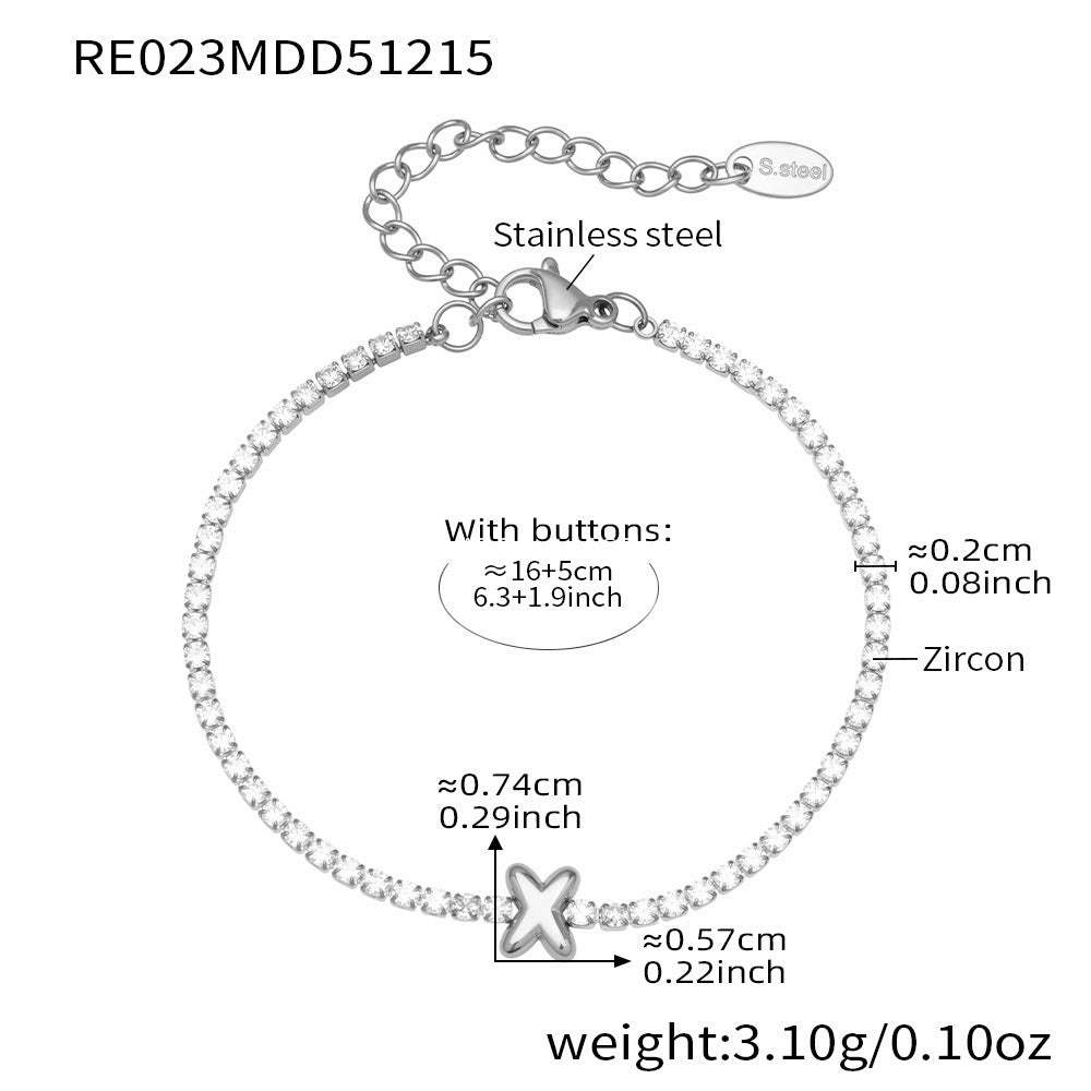 D관 - 스테인리스 스틸 18K 도금 알파벳 큐빅 팔찌 [RE023] 25.12-3