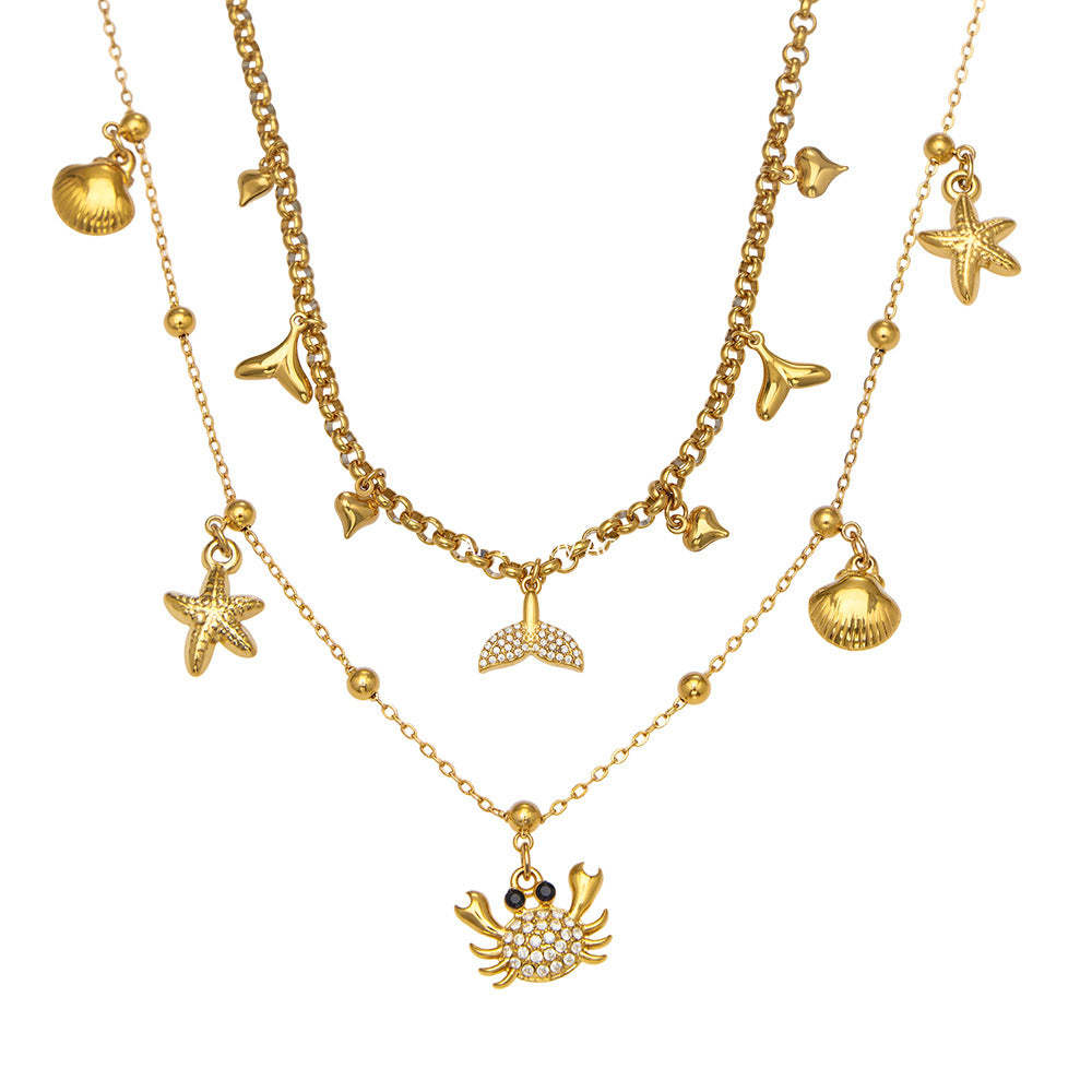 D관 - 스테인리스 스틸 해양생물 게 큐빅 펜던트 목걸이 [P826] 25.11-4