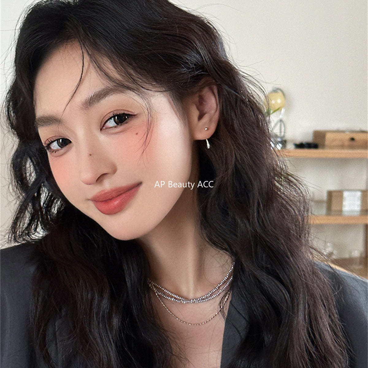 A관 - 999 실버 물방울 디자인 피어싱 귀걸이 [EH-3953] 25.10-4