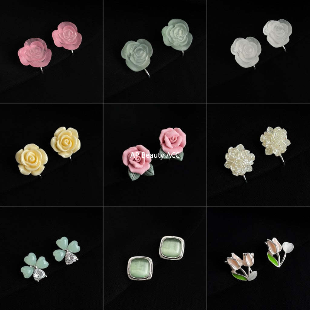 C관 - 큐빅 레진 진주 무피어싱 나선형 이어커프 귀걸이 [EJ0203F] 25.02-3