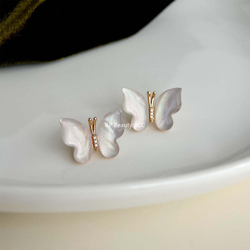 C관 - 진주 나비 미니 큐빅 스윗한 14K 도금 여름 귀걸이 [4500] 24.07-3