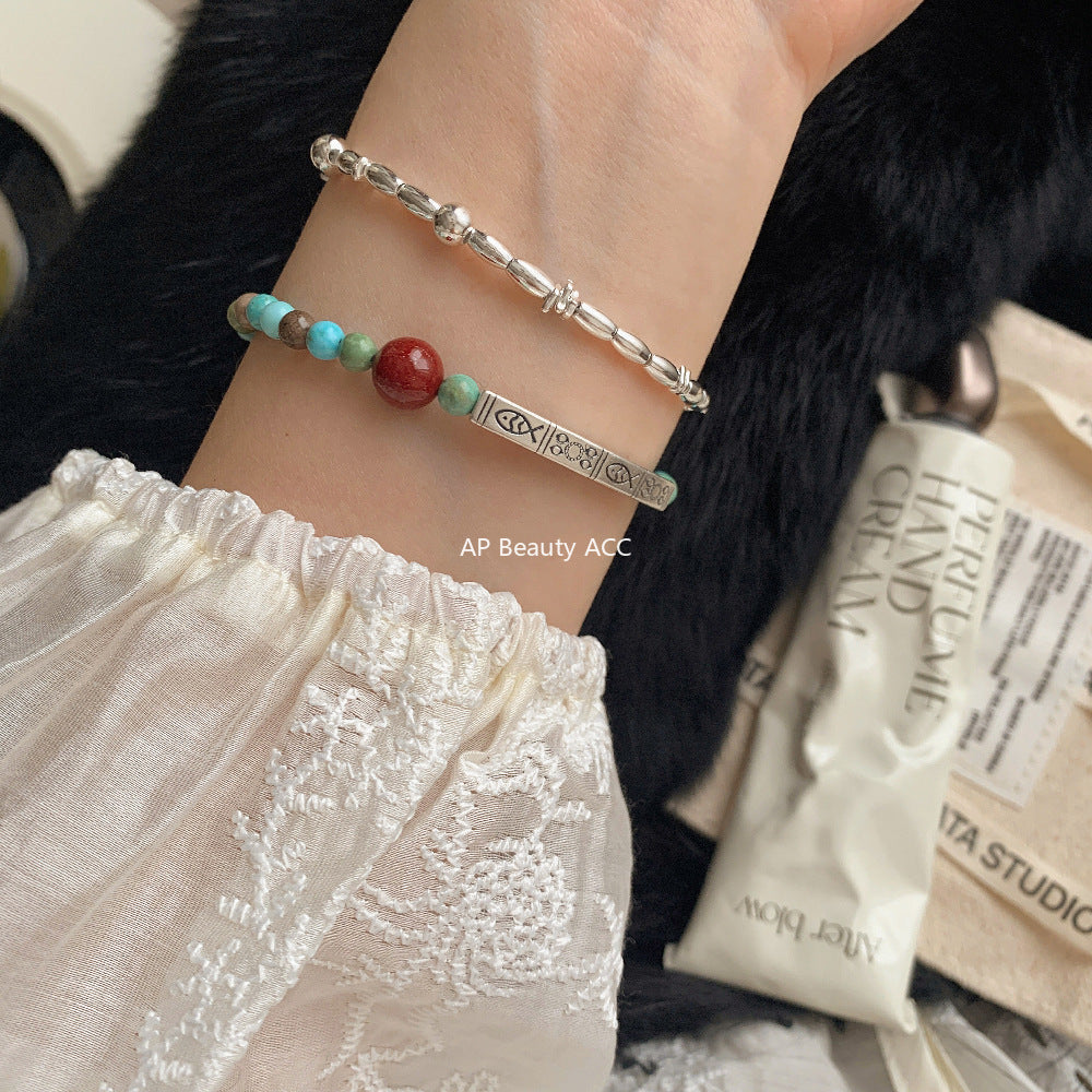 A관 - 925 실버 물고기 각인 자금사 홍마노 비즈 팔찌 [1541-1542] 25.11-2