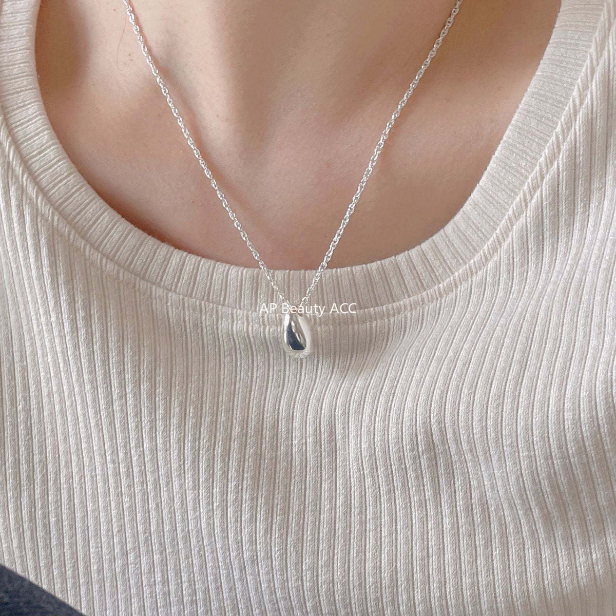 F관 - 925 실버 물방울 디자인 목걸이 [B1170] 25.12-3