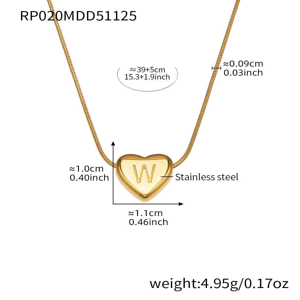 D관 - 스테인리스 스틸 18K 도금 알파벳 하트 펜던트 목걸이 [RP020] 25.12-1