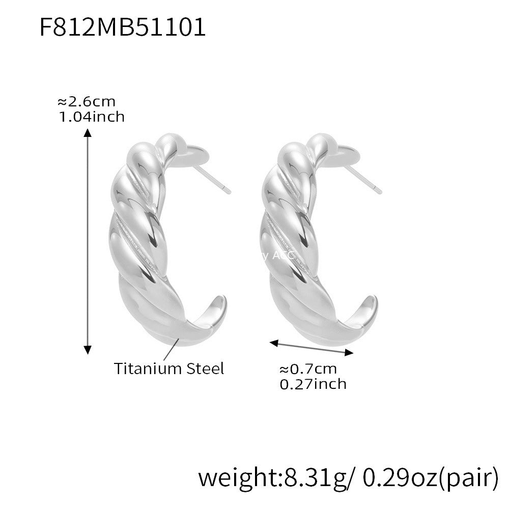 D관 - 스테인리스 18K 도금 트위스트 디자인 귀걸이 [F812] 25.11-1