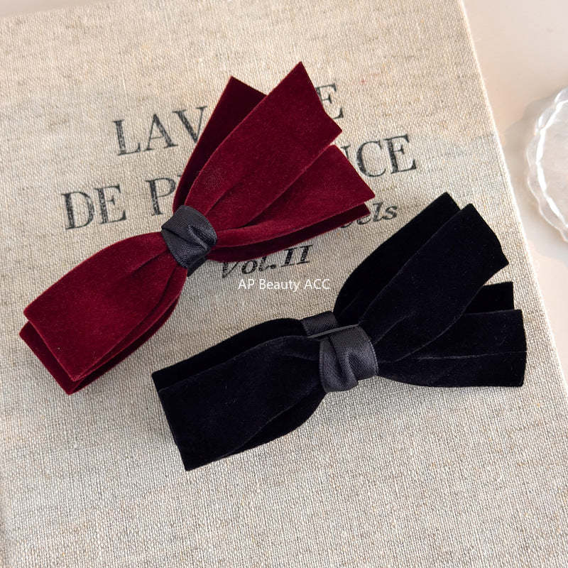 E관 - 벨벳 리본 모양 바나나 집게핀 [27757] 25.12-1