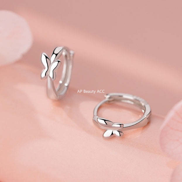 B관 - 925 실버 나비 디자인 링 후프 귀걸이 [YC9500E] 25.12-3