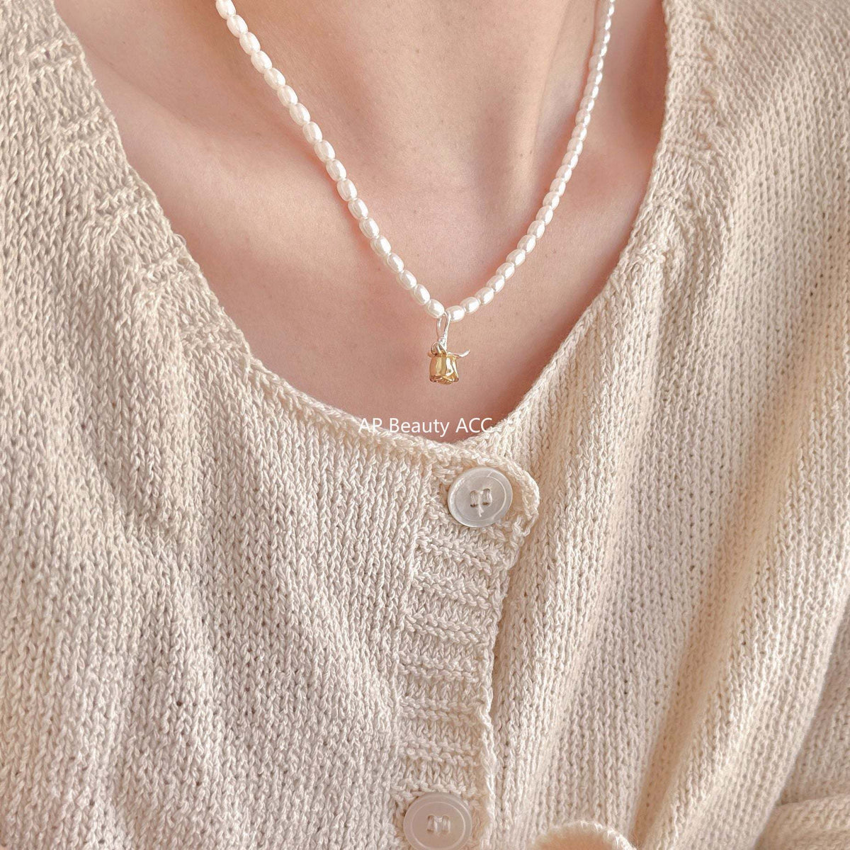 F관 - 925 실버 장미 플라워 펜던트 모조 진주 목걸이 [B917] 25.10-5