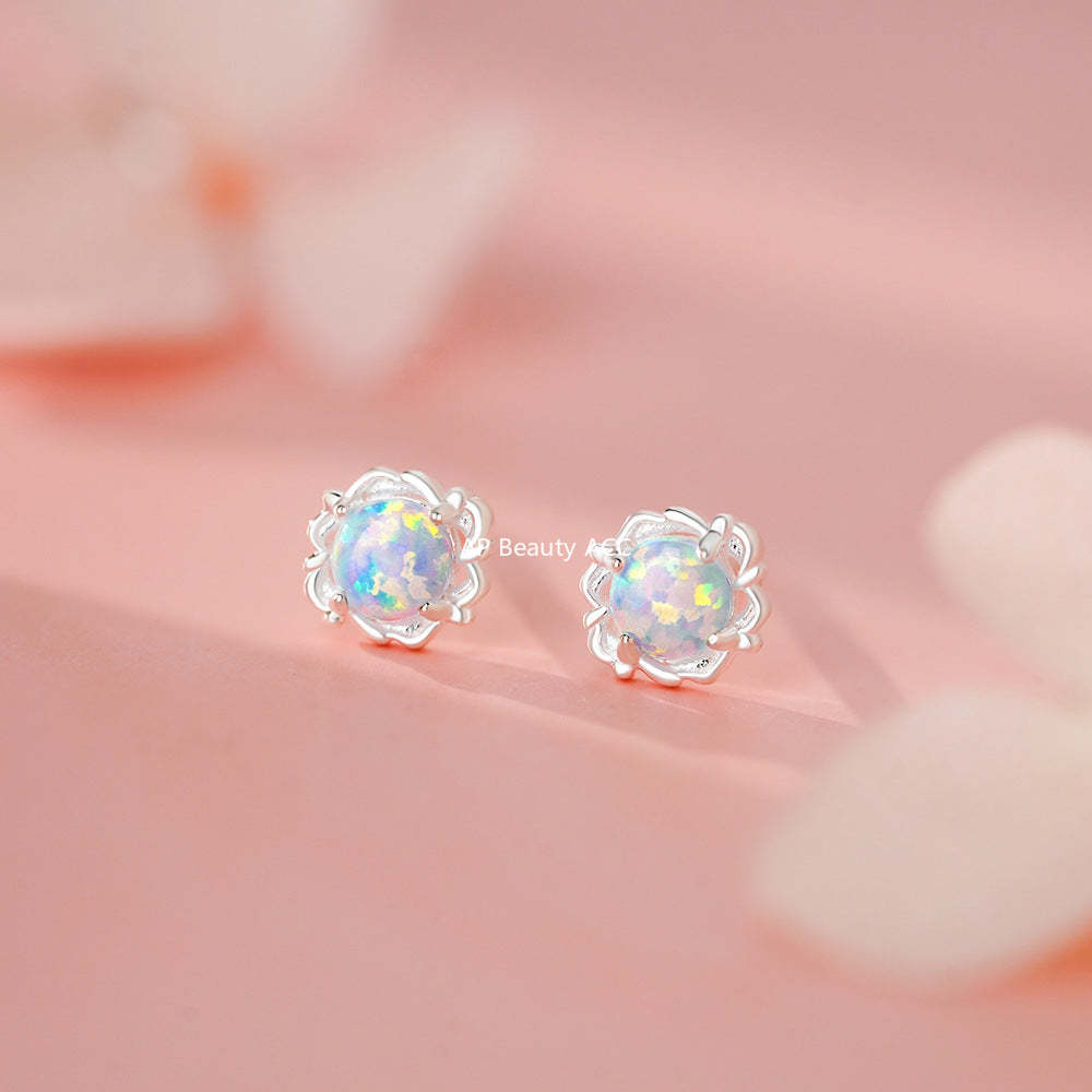 B관 - 999 실버 레이스 오팔 큐빅 귀걸이 [YC2656E_1] 25.11-4