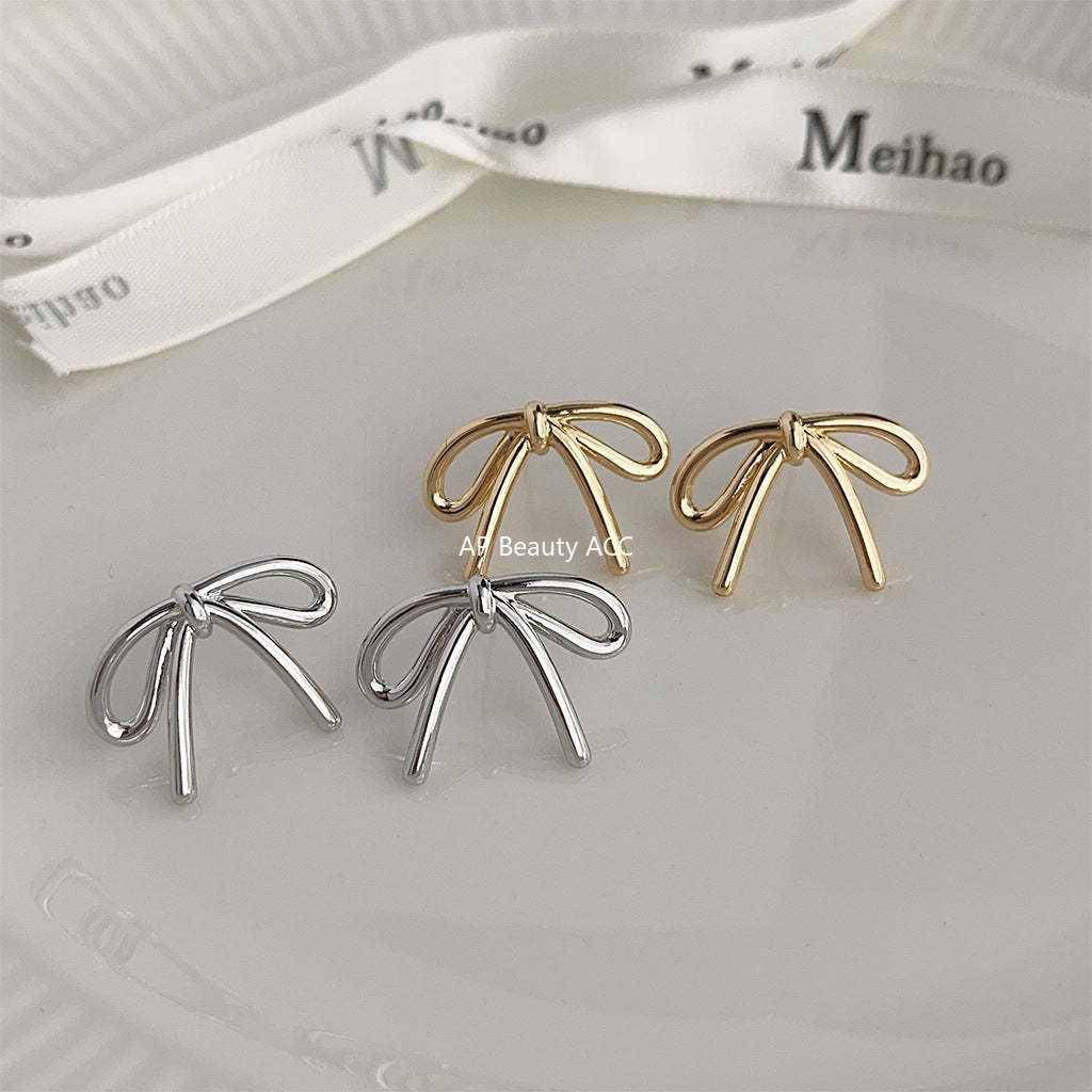 C관 - 고급스러운 백금 도금 은침 리본 귀걸이 [3975-3976] 24.05-1