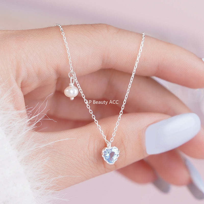 B관 - 925 실버 하트 큐빅 진주 펜던트 목걸이 [YC2151N_1] 25.10-1