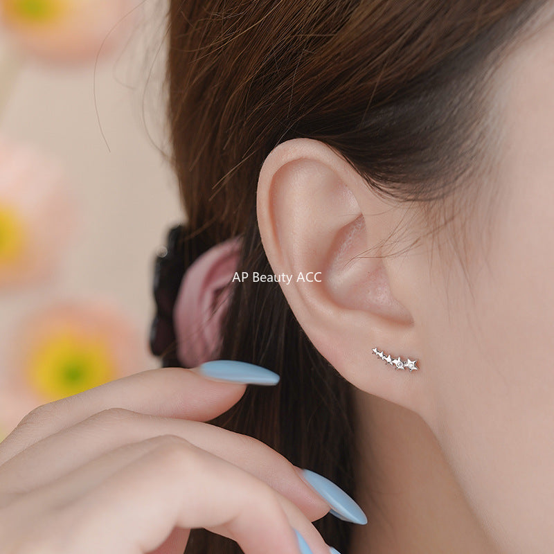 B관 - 999 실버 오각별 큐빅 스터드 귀걸이 [YC9456E_1] 25.10-2