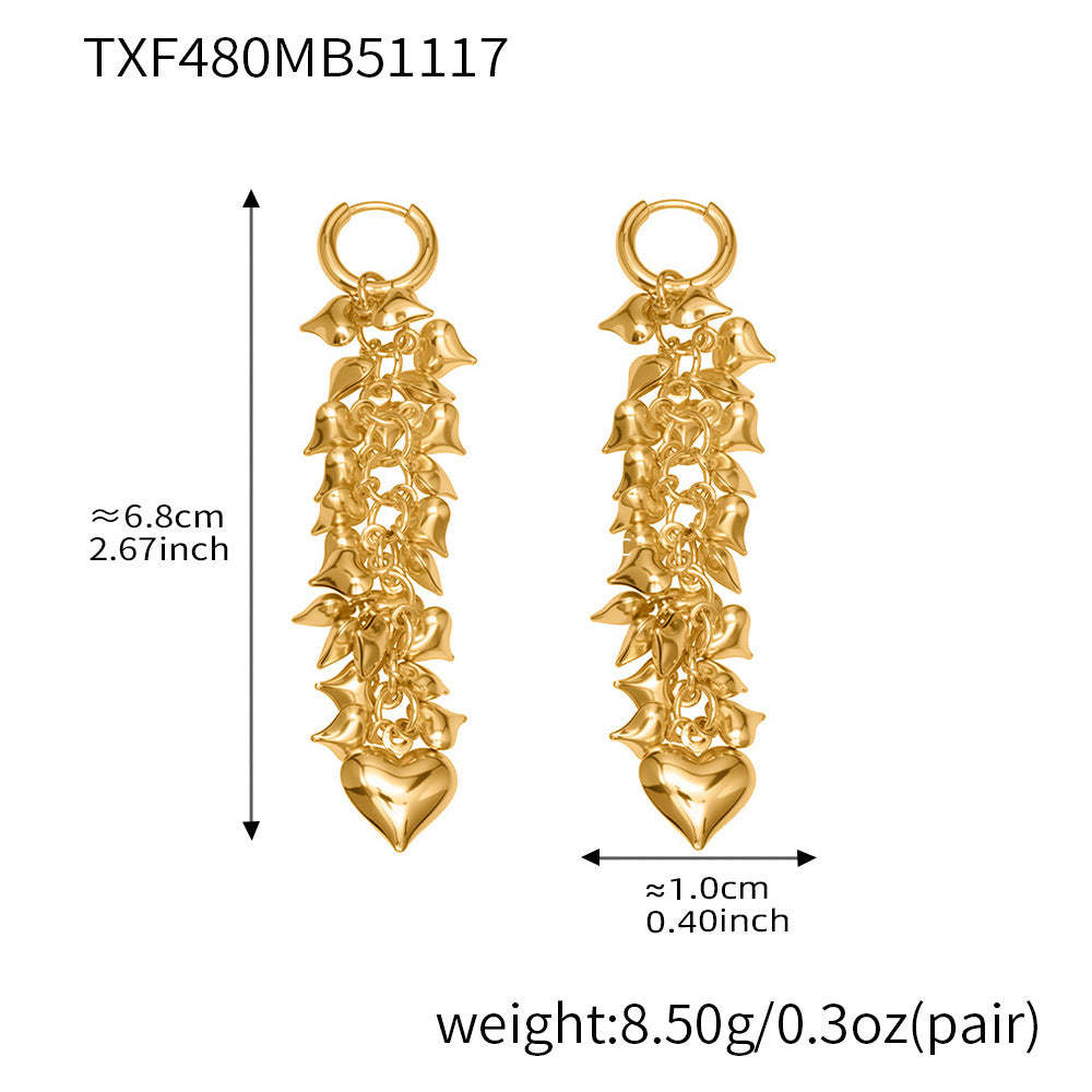 D관 - 스테인리스 스틸 하트 핸드메이드 18K 도금 목걸이 귀걸이 [TXP480] 25.11-4