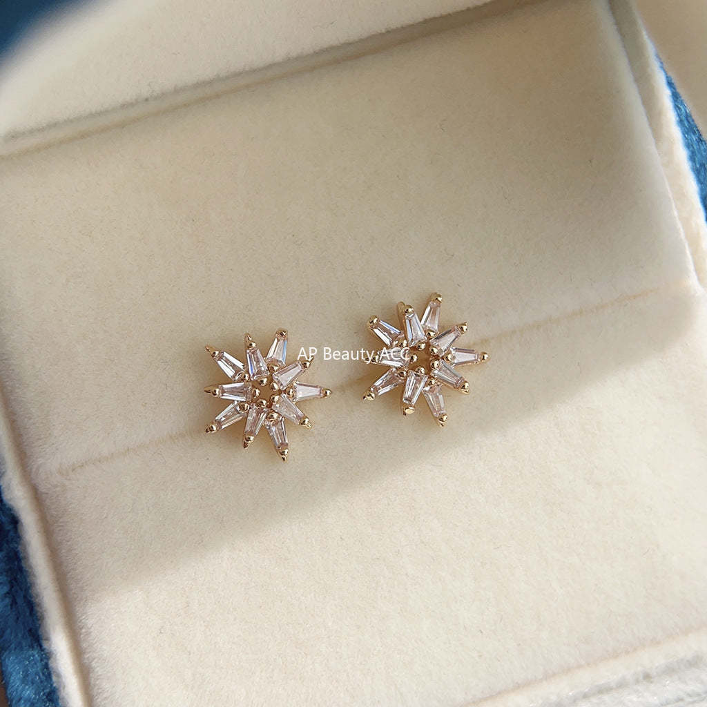 C관 - 미니 큐빅 기하학적 14K 도금 은침 인스타 귀걸이 [3737] 24.04-1