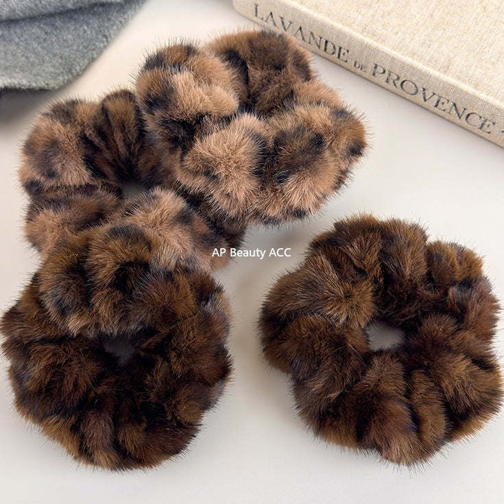 E관 - 퍼 소재 호피무늬 곱창 헤어밴드 [27635] 25.11-1