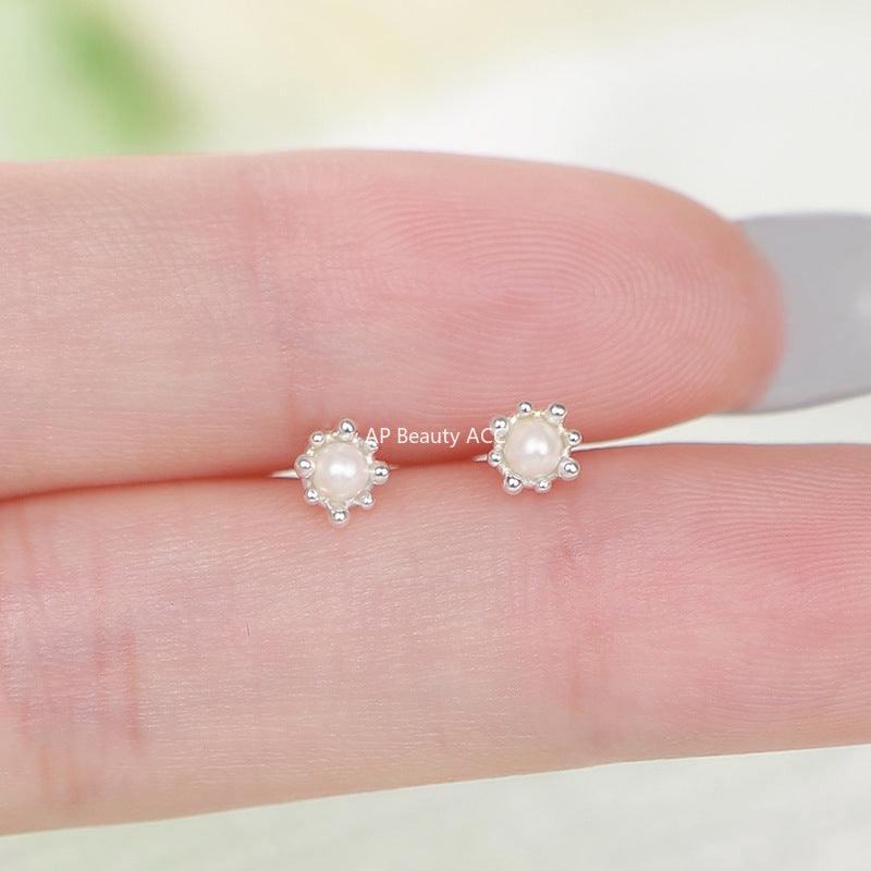 B관 - 999 실버 심플 진주 귀걸이 [YC3343E_1] 25.10-1