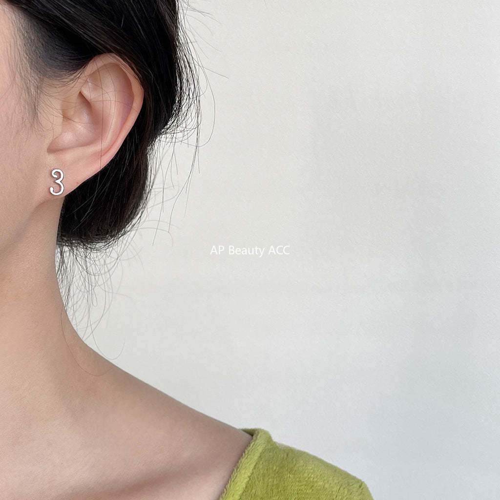 C관 - 개성 있는 귀여운 미니 백금 도금 은침 귀걸이 [3860] 24.04-3