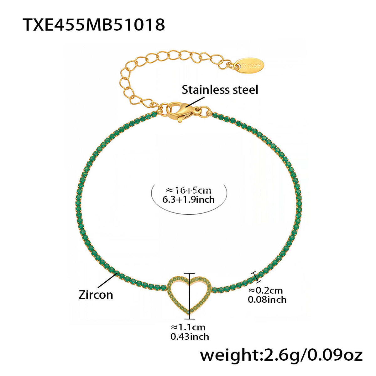 D관 - 스테인리스 스틸 풀큐빅 하트 체인 귀걸이 목걸이 팔찌 [TXP455] 25.10-4