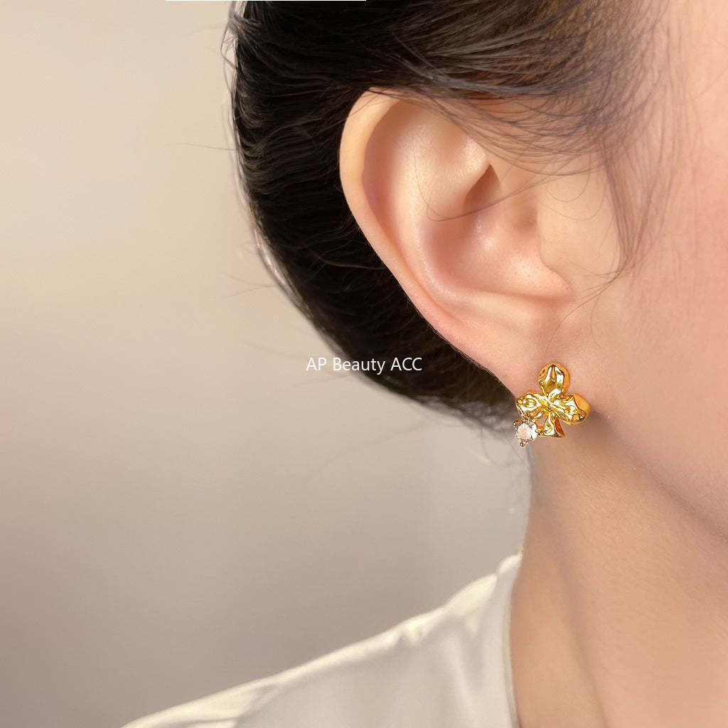 C관 - 925 은침 클로버 플라워 모양 큐빅 귀걸이 [7137] 25.12-1