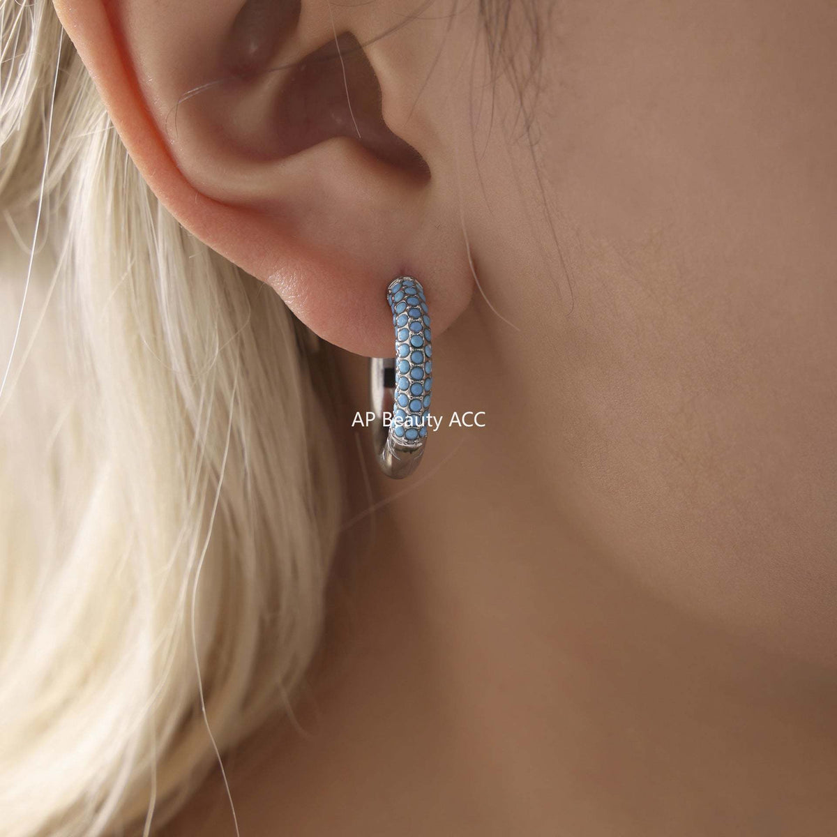 D관 - 4mm 원형 링 큐빅 스테인리스 스틸 귀걸이 [F1713] 25.02-2