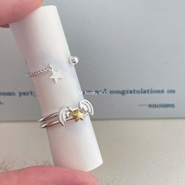 A관 - 925 실버 천사날개 별 디자인 오픈형 반지 [JZ-0717] 25.10-5